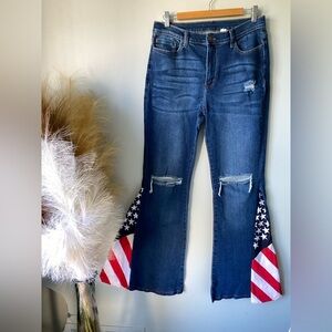 Trails Stylish Blue Flare Jeans with Flag Detail
